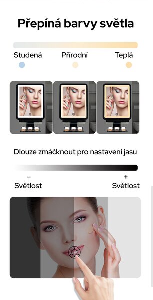 Bezdoteku Sprchové LED zrkadlo na holenie s držiakom nehmliace