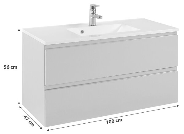 SKRINKA S UMÝVADLOM, grafitová, sivá, 100 cm Held - Kúpeľňové skrinky, Online Only