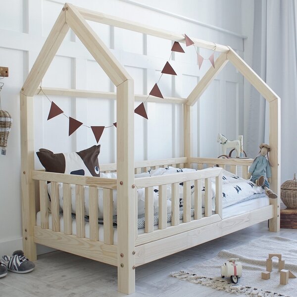 Detská domčeková posteľ Bianco 80 x 160 cm - prírodná borovica