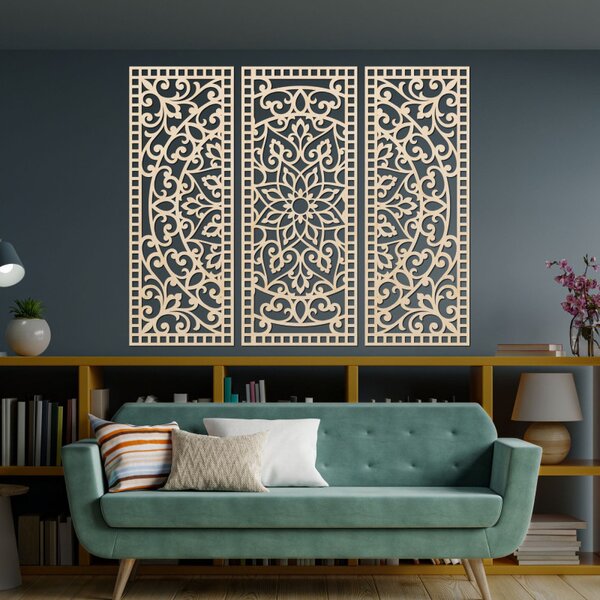 Nástenná dekorácia trojdielny panel mandala | SENTOP PR0514-A