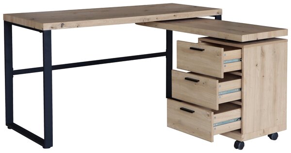 PÍSACÍ STÔL, čierna, farba duba, 140/60/76 cm Venda - Kancelárske stoly