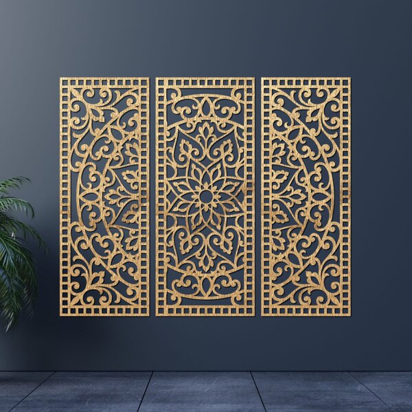 Nástenná dekorácia trojdielny panel mandala | SENTOP PR0514-A