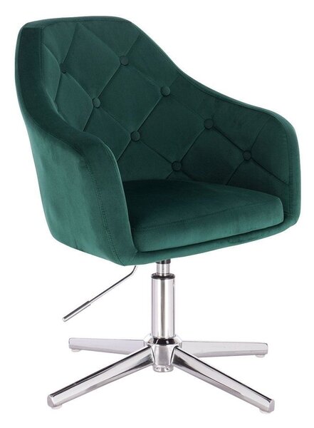 LuxuryForm DESIGN Kreslo ANDORA VELUR na striebornom kríži - zelené