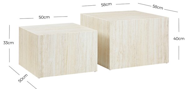 SADA KONFERENČNÝCH STOLÍKOV, béžová, kompozitné drevo, 58-50/58-50/40-33 cm Livetastic - Stolíky do obývačky, Online Only