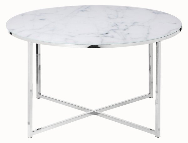 KONFERENČNÝ STOLÍK, biela, chrómová, kov, sklo, 80/45 cm Livetastic - Stolíky do obývačky, Online Only
