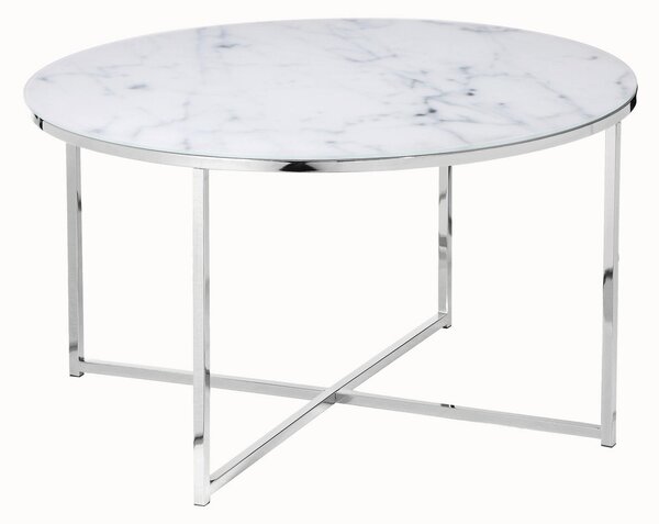 KONFERENČNÝ STOLÍK, biela, chrómová, kov, sklo, 80/45 cm Livetastic - Stolíky do obývačky, Online Only