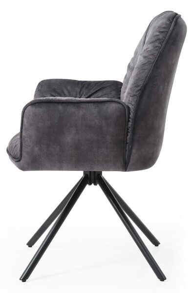 STOLIČKA S PODRÚČKAMI, zamat, velúr, čierna MID.YOU - Stoličky, Online Only
