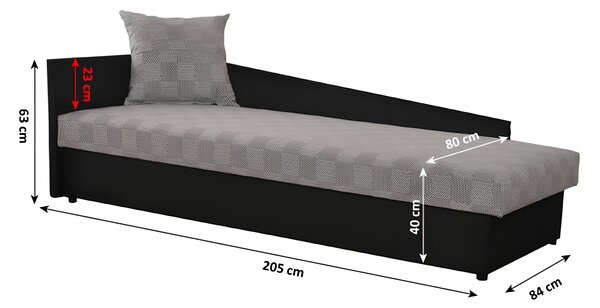 NovýNábytok.sk Jednolôžková posteľ (váľanda) 80 cm Jeannine (sivá + čierna) (s úl. priestorom) (L). Vlastná spoľahlivá doprava až k Vám domov. 808547