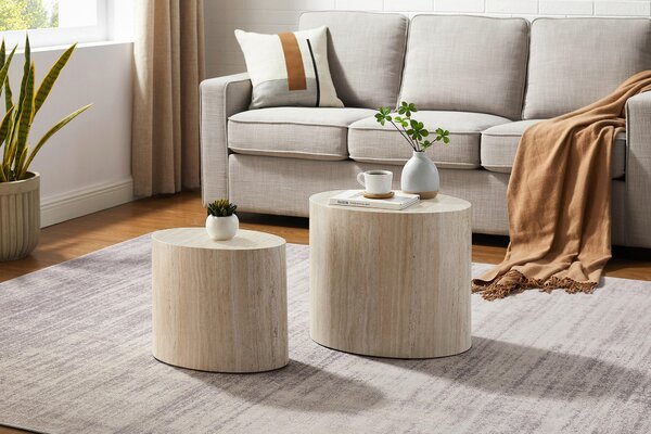 SADA KONFERENČNÝCH STOLÍKOV, béžová, kompozitné drevo, 48-40/33-24,5/40-33 cm Livetastic - Stolíky do obývačky, Online Only