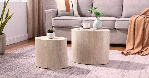 SADA KONFERENČNÝCH STOLÍKOV, béžová, kompozitné drevo, 48-40/33-24,5/40-33 cm Livetastic - Stolíky do obývačky, Online Only