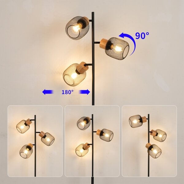 Brilagi - Stojacia lampa BASKLITE 3xE27/15W/230V drevo/čierna