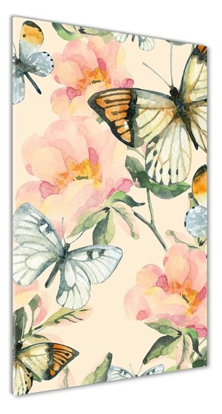 Vertikálny foto obraz fotografie na skle Ruže a motýle