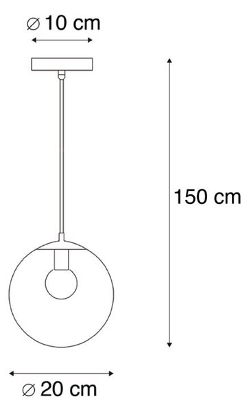 Art Deco závesné svietidlo čierne so zlatým sklom 20 cm - Pallon