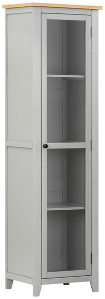 VITRÍNA, dub, borovica, sivá, číra, prírodná farba, 56/200/43 cm MID.YOU - Sklenené vitríny, Online Only