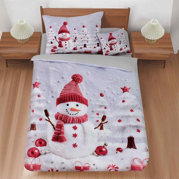 3 dielne 3D obliečky Polycotton vianočné Snehuliak 200x140cm+90x70cm TiaHome