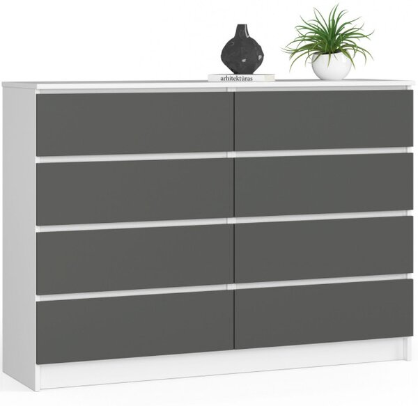 Komoda K140 8SZ CLP biela / sivá