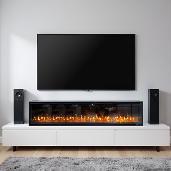 Dekoratívny elektrický krb ElectricSun Versalys XXL, nástenný, podlahový alebo vstavaný, s funkciou vykurovania, 10 farieb plameňa, s aplikácia, Š200x