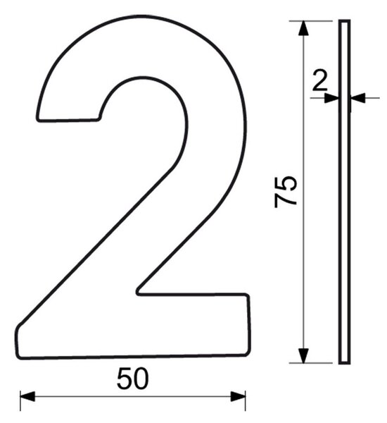 Domové číslo "2", RN.75L, čierna
