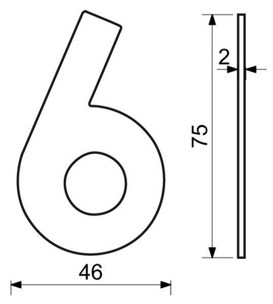 Domové číslo "6", RN.75L, čierna