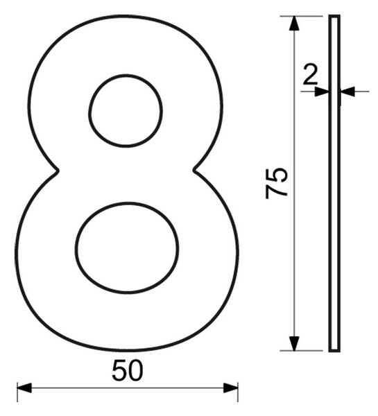 Domové číslo "8", RN.75L, čierna