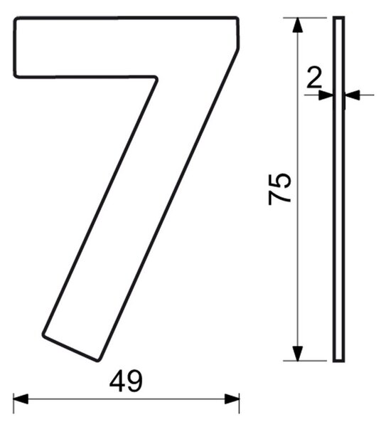 Domové číslo "7", RN.75L, čierna