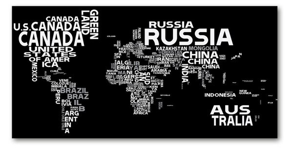 Foto obraz sklenený horizontálny Mapa sveta nápisy