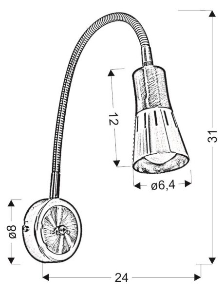 Flexibilná lampička ARENA 1xE14/40W/230V chróm