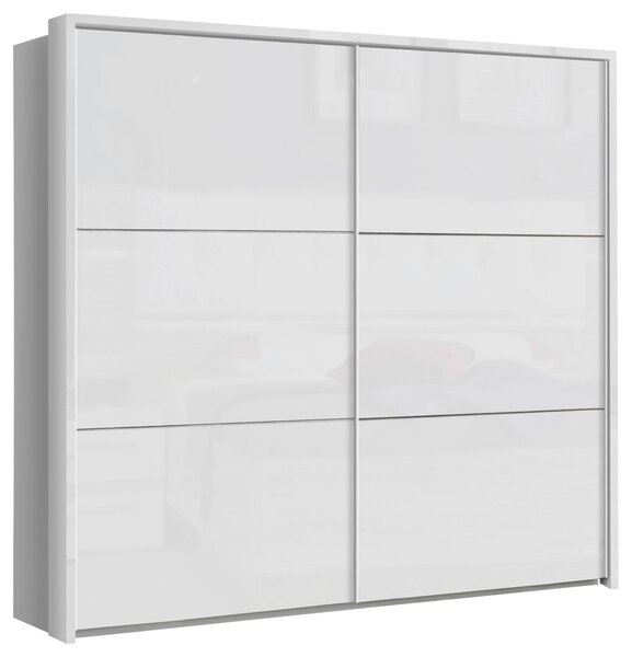 ŠAT. SKRIŇA S POSUV. DVERAMI, biela, biela s vysokým leskom, 220/209,7/61,2 cm home24 - Skrine