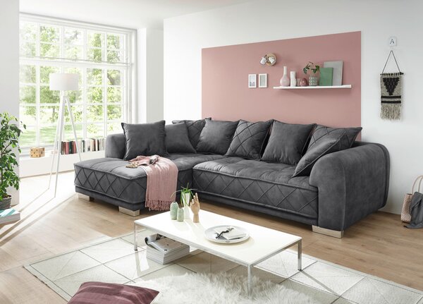 ROHOVÁ SEDAČKA, textil, kompozitné drevo, antracitová MID.YOU - Sedačky, Online Only