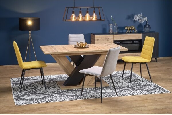 Rozkladací jedálenský stôl DROM 160/200x90 cm dub wotan/čierna