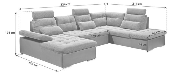 ROHOVÁ SEDAČKA, textil, sivá, čierna MID.YOU - Sedačky, Online Only