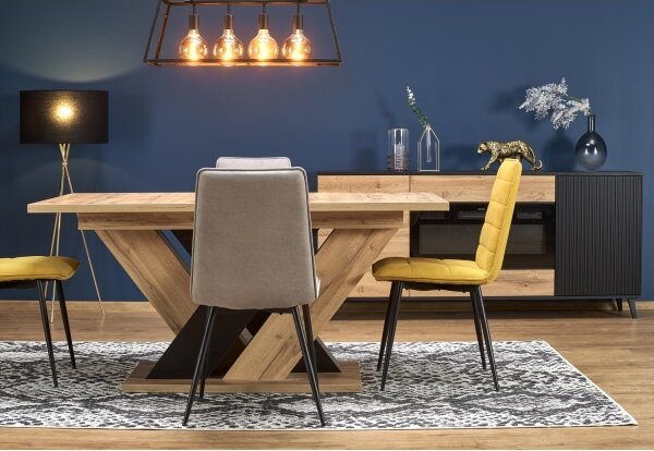 Rozkladací jedálenský stôl DROM 160/200x90 cm dub wotan/čierna