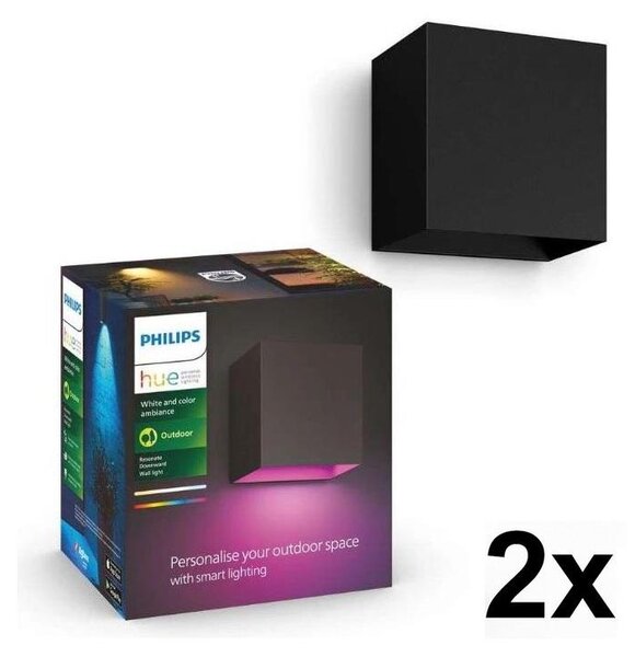 Philips - SADA 2x LED RGBW stmievateľné vonkajšie svietidlo Hue RESONATE LED/8W/230V IP44