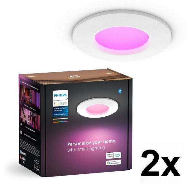 Philips - SADA 2x LED RGBW stmievateľných kúpeľňových podhľadových svietidiel Hue SLIM LED/8,3W/230V IP44