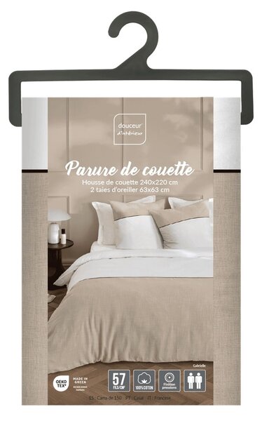Biele/béžové bavlnené obliečky na dvojlôžko/predĺžené 240x220 cm Gabrielle – douceur d'intérieur