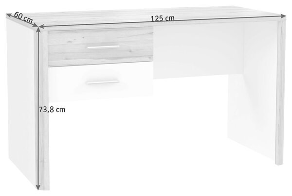 PÍSACÍ STÔL, biela, farba duba, 125/60/73,8 cm Xora - Detské izby