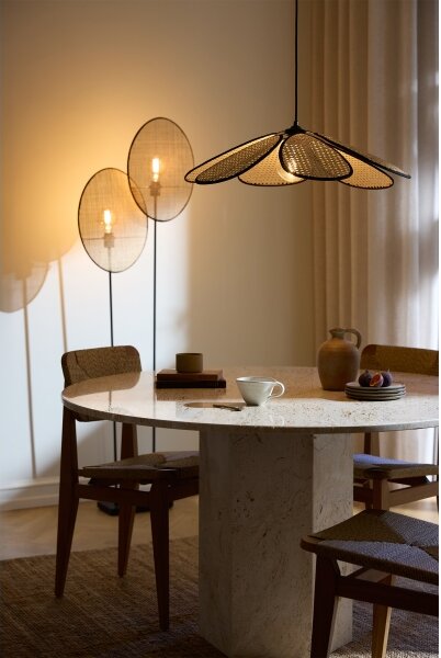Osram - Závesný luster na lane DECOR RATTAN 1xE27/15W/230V pr. 58 cm béžová/čierna