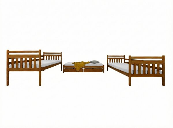 Wilsondo Poschodová posteľ s prístelkou Petra 5 - dub Rozmer: 180x80