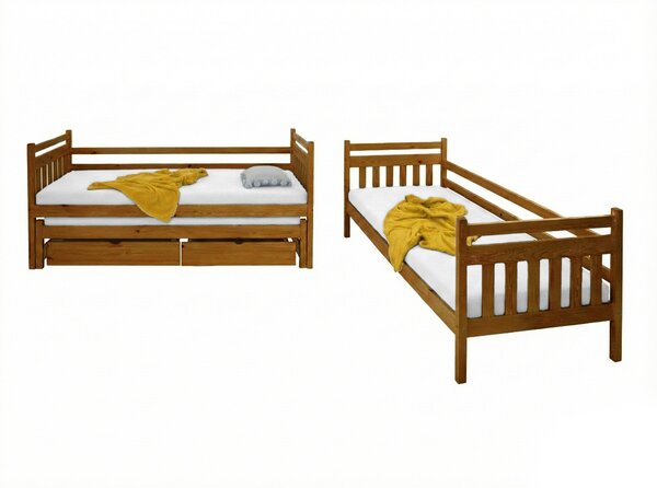 Wilsondo Poschodová posteľ s prístelkou Petra 5 - dub Rozmer: 180x80
