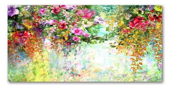 Foto obraz sklo tvrzené farebné kvety osh-120811758