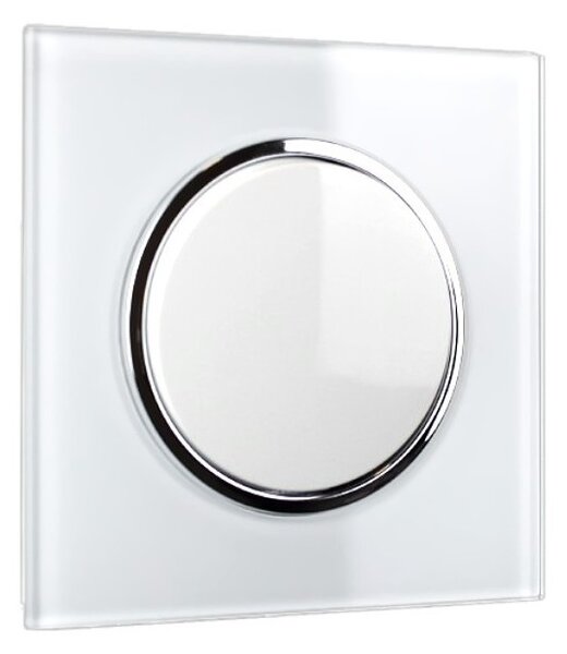 Elhard Vypínač Rondo Glass č.1 so skleneným rámčekom, biely - kompletný RG5101W