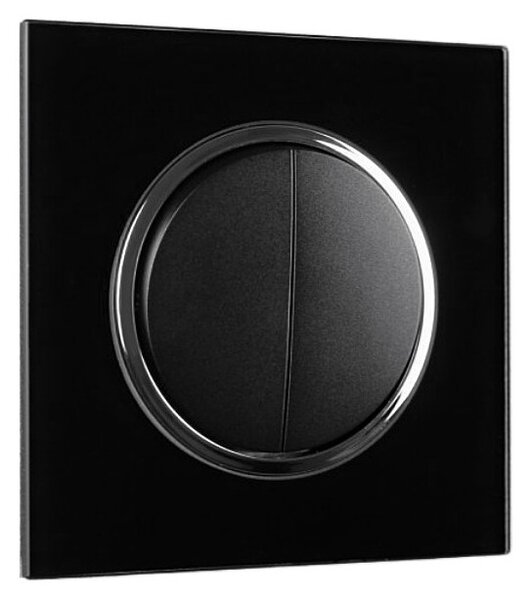 Elhard Vypínač Rondo Glass č.5 so skleneným rámčekom, čierny - kompletný RG5105B