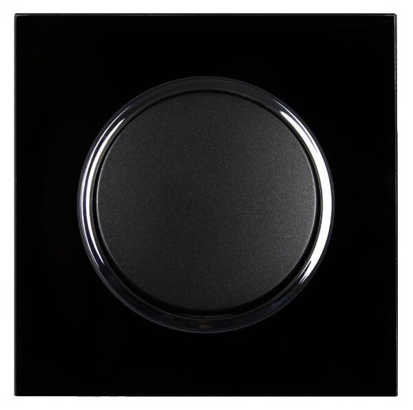 Elhard Vypínač Rondo Glass č.1 so skleneným rámčekom, čierny - kompletný RG5101B