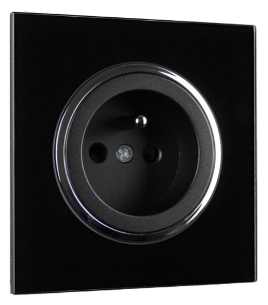 Elhard Zásuvka Rondo Glass so skleneným rámčekom, čierna - kompletná RG6100B