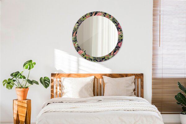 Okrúhle ozdobné zrkadlo Hibiscus kvety