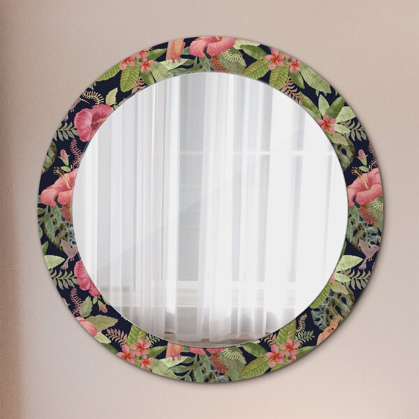 Okrúhle ozdobné zrkadlo Hibiscus kvety