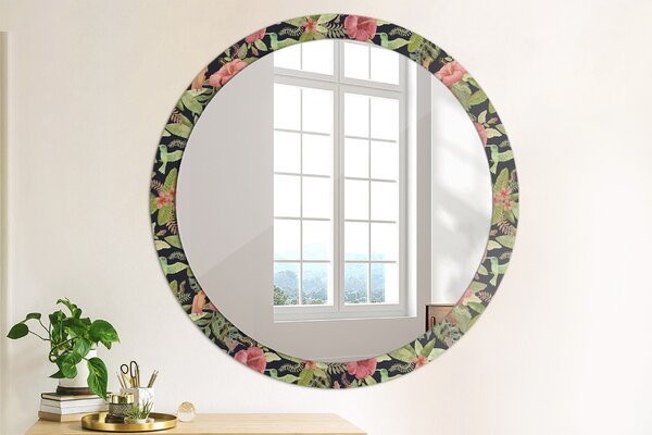 Okrúhle ozdobné zrkadlo Hibiscus kvety