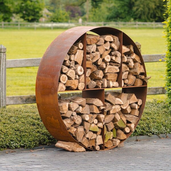 Cortenový okrúhly drevník CIRCLE Ø 1 000 × 400 mm