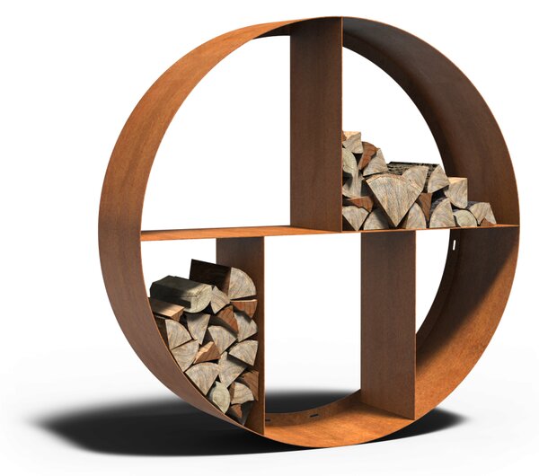 Cortenový okrúhly drevník CIRCLE Ø 1 000 × 400 mm