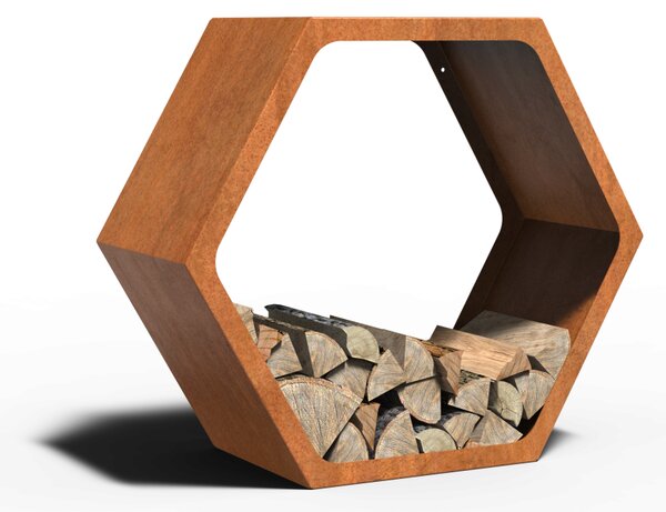 Cortenový modulárny drevník CELL 924 × 400 × 400 mm